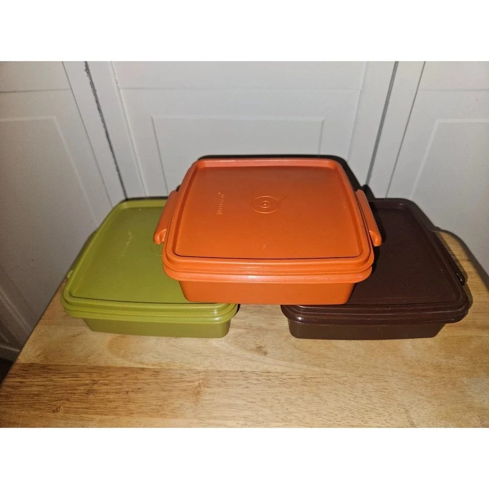 Vintage Tupperware Lot Orange 2Qt Pitcher Servalier Bowls Sandwich Keepers 12pc